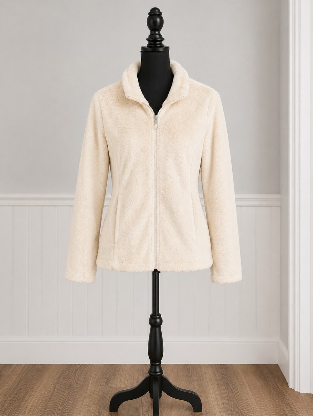 Heatkeep Cream Full-Zip Faux Fur Jacket